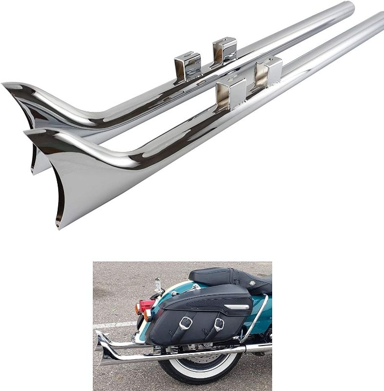 Photo 1 of 36" fishtail Slip On Mufflers for Harley Touring Models 95-16 stock head pipes,Such as Road King, Street Glide, Ultra Limited...Chrome

