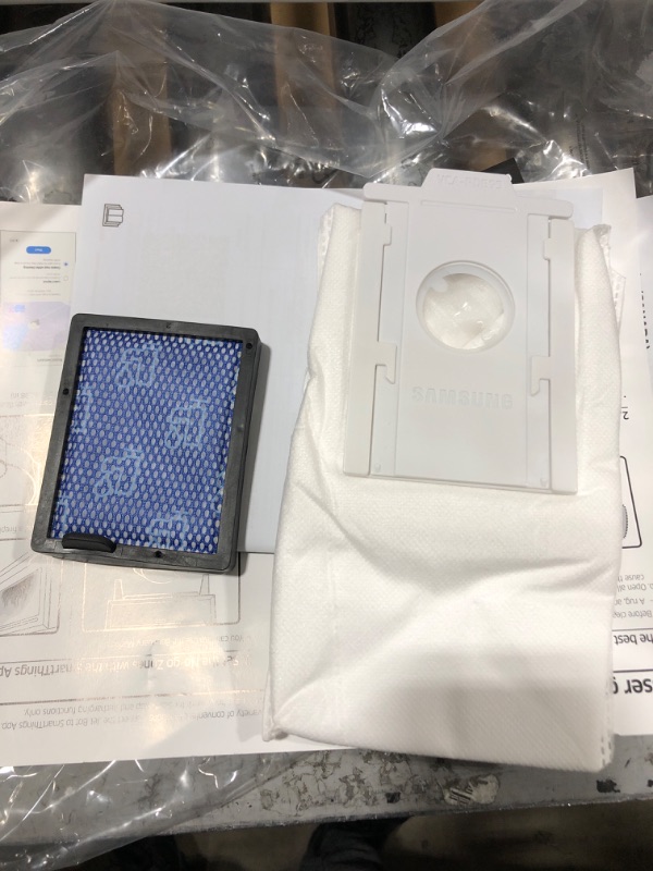 Photo 1 of SAMSUNG Jet Bot AI+ Robot Vacuum Cleaner w/ Object Recognition, Intelligent Cleaning, Clean Station, 5-Layer Filter, Touchless Dust Removal for Hardwood Floors, Carpets, VR50T95735W, White