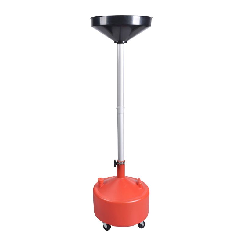 Photo 1 of Aain AA045 8 Gallon Portable Waste Oil Drain,Industrial Fluid Drain Tank with Wheels and Adjustable Funnel Height. Red. 8 Gallon Oil Drain