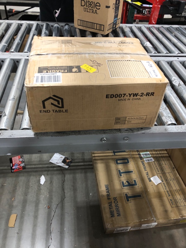 Photo 1 of Rolanstar End Table with Charging Station, 3 Tier Slim Nightstand with Storage Shelf, Narrow Side Table with USB Ports & Power Outlets, Steel Frame, for Living Room, Bedroom, Rustic Brown,2 Pack 2 Rustic Brown