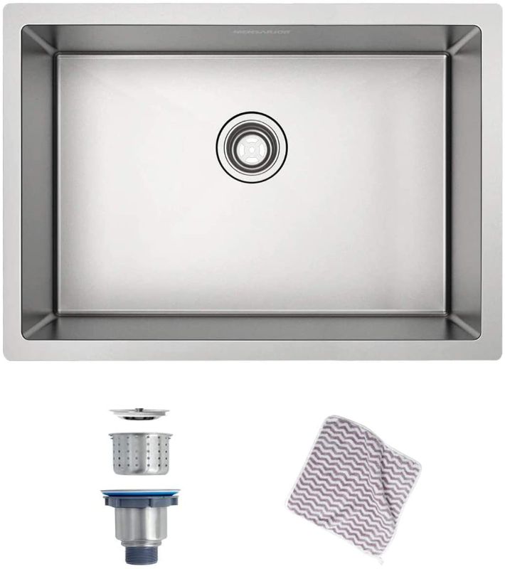 Photo 1 of 30" Single Basin 16 Gauge Stainless Steel Kitchen Sink for Undermount Installations - Basin Rack 