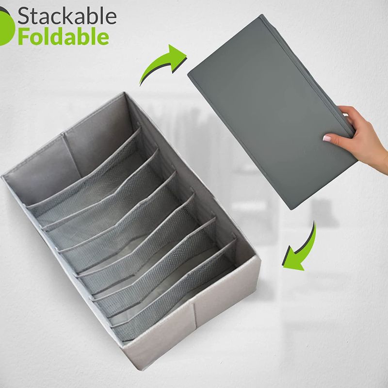 Photo 1 of 7 Grids Wardrobe Clothes OrganizerHM-Organize Stackable Foldable Compartment Storage Box for Jeans, Socks, Scarves, Leggings, T-shirt, Pants, Underwear in Dressing room (Gray), 14.2x9.8x8
Brand: HM-Organize
4.7 out of 5 stars    8 ratings