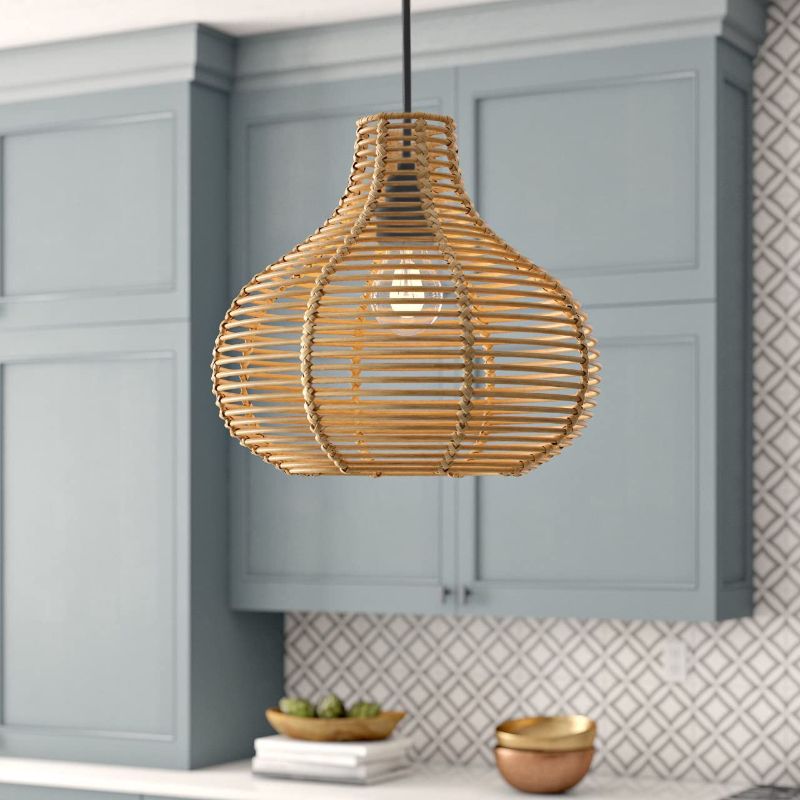 Photo 1 of 
Todken TK46 Rattan Pendant Light |Large Handwoven Wicker Light Fixture | 12" x 12" Chandelier | Boho Pendant Light for Dining Room, Kitchen, Restaurant
75.99
