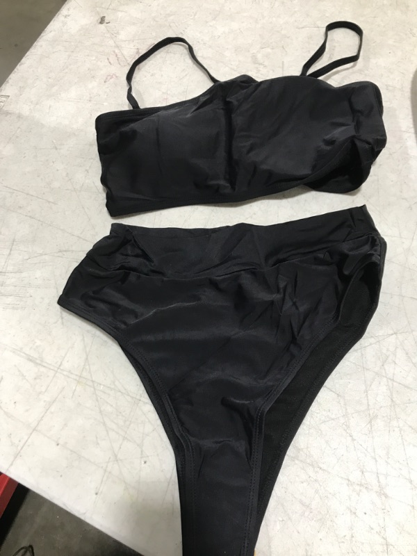 Photo 2 of  Women's Removable Strap Wrap Pad Cheeky High Waist Bikini Set Swimsuit 01 - Black Large