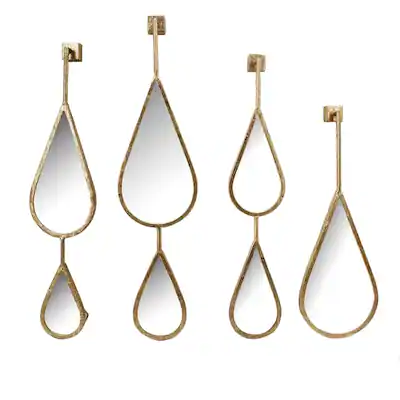 Photo 1 of Sagebrook Home 13470-03 Teardrop Mirrors, Gold Metal, 30 x 7.25 x 2.25 Inches (Set of 4)