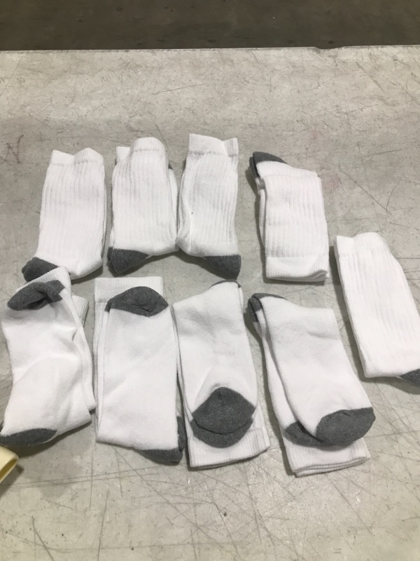 Photo 1 of  Boys and Toddlers' Cotton Crew Sock, 9 Pairs SIZE Large White/Grey