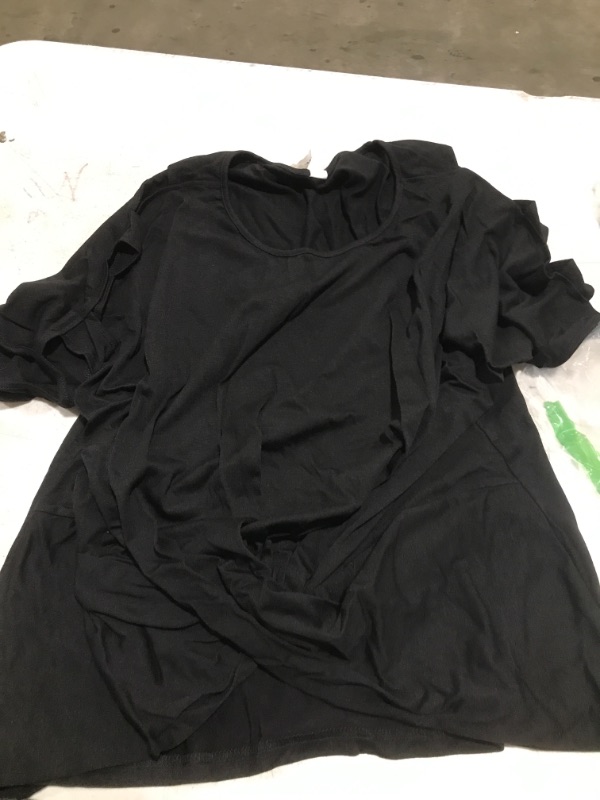 Photo 1 of  Womens Dressy Cold Shoulder Tops Fashion Summer Blouses Black Loose Fit Tees Small Cold Shoulder Black SIZE 