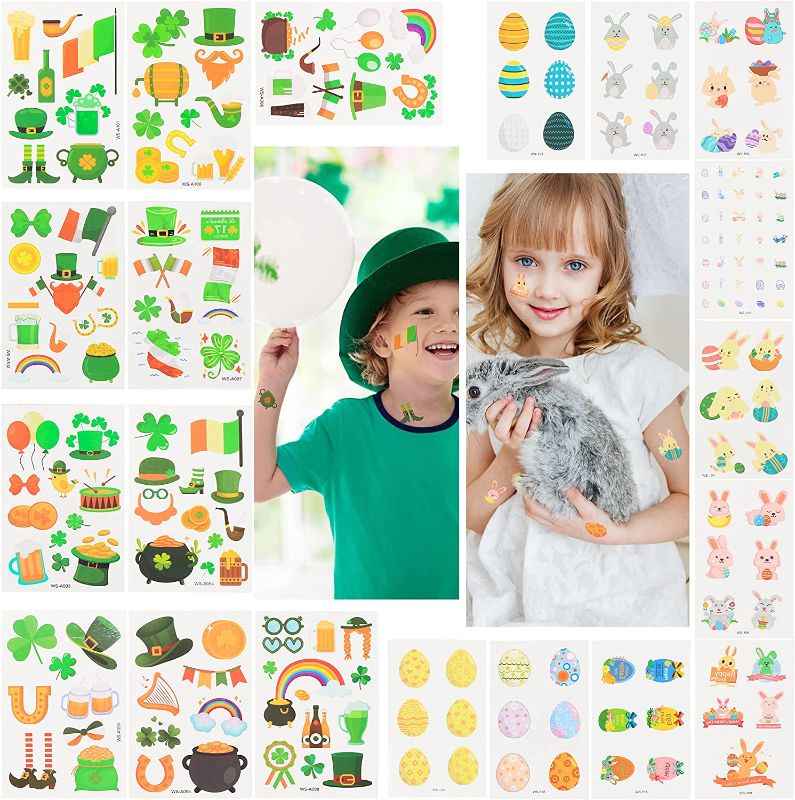 Photo 1 of 20pcs St.Patrick’s Day / Easter Party Favors Accessories, 10 Pack Happy Saint Patrick Irish Party Decorations and 10 Pack Cute Easter Egg Rabbit Bunny Chicken