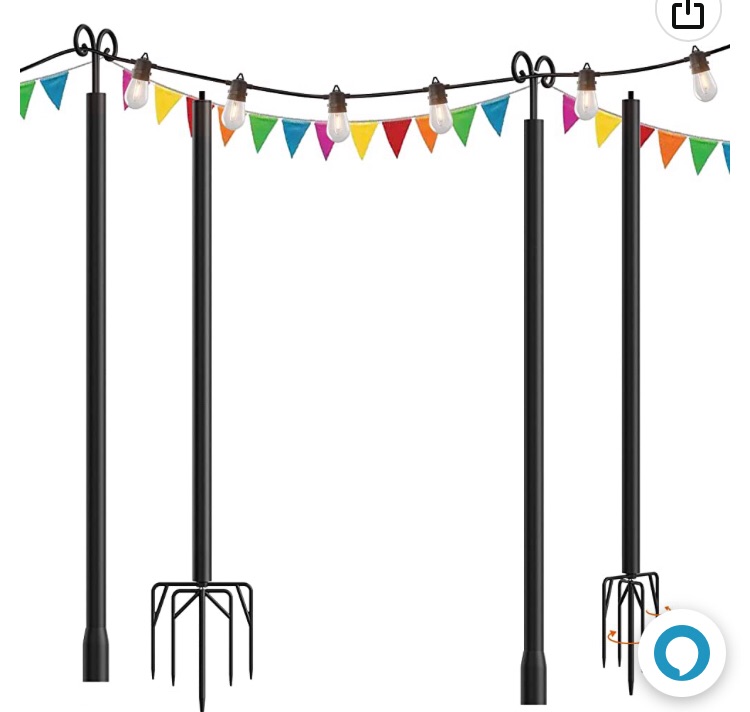 Photo 1 of addlon String Lights Poles 2 Pack for Outdoor, 9.8 FT Heavy Duty Metal Poles to Use Year-Round for Garden, Patio, Wedding, Party, Birthday Decorations