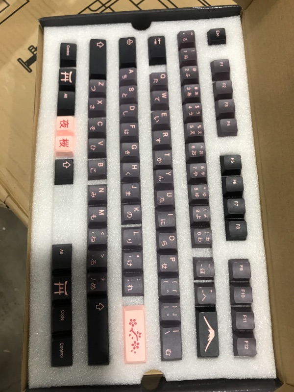 Photo 2 of JSJT Night Sakura Theme Keycaps 136 Keys Japanese Style Keycaps Cherry Profile PBT Dye Sublimation Keycap Set for ISO/ANSI Layout GK61/64/84/87/96/98/104/108 Cherry Mx Switch Mechanical Keyboard 136 JP