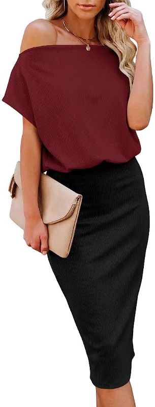 Photo 1 of Ezbelle Women's Off The Shoulder Short Sleeve Ribbed Casual Party Bodycon Midi Dress
SIZE XL