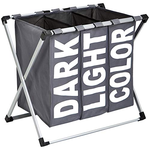 Photo 1 of Amazon Basics Triple Laundry Basket Hamper, Dark Grey
