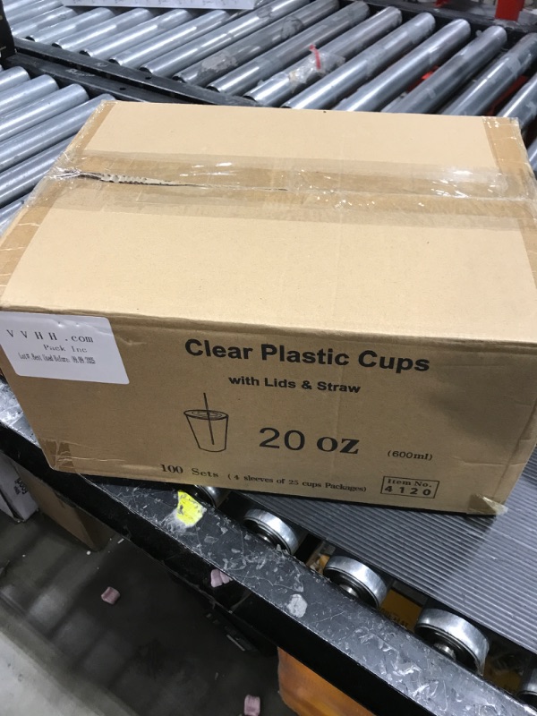 Photo 3 of [100 Sets - 20 oz.] Tankon Disposable Clear Plastic Cups With Lids and Straws 20oz. (Not Injection Cup, only Injection Lid.) 20 oz , plastic cups with lids Clear 100 Count (Pack of 1)