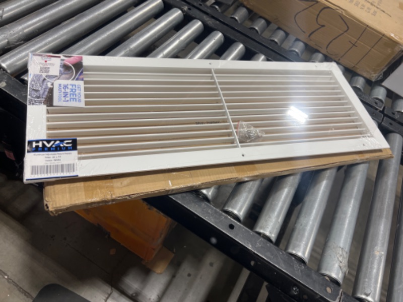 Photo 2 of 30"w X 10"h Aluminum Adjustable Return/Supply HVAC Air Grille - Full Control Horizontal Airflow Direction - Vent Duct Cover - Single Deflection [Outer Dimensions: 31.85"w X 11.85"h] 30 x 10