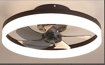 Photo 1 of 19.7" Ceiling Fans With Lights, Semi-enclosed Flush Mount Low Profile Ceiling Fan for Safe Use, 6 Speeds, Reversible, LED Dimmable, 3 Color Temperature Optional, DC Motor,With Remote (Minimalist)
