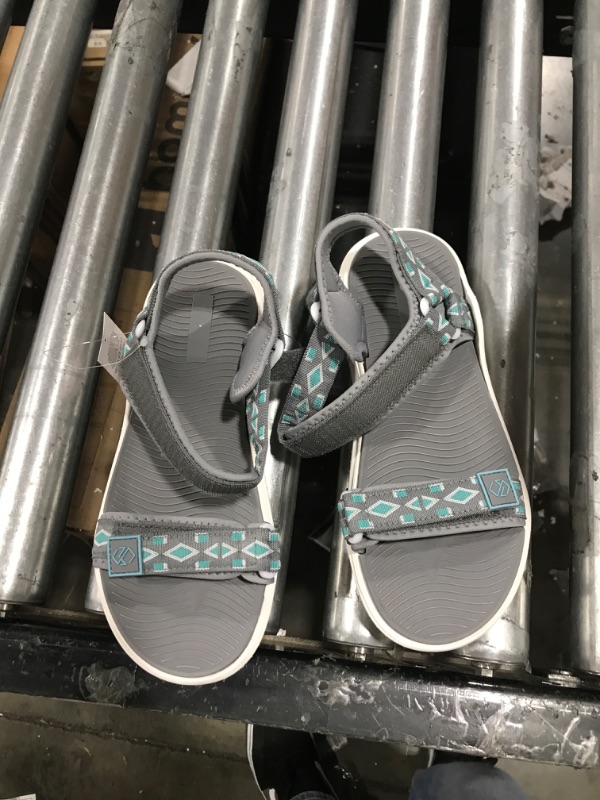 Photo 1 of COASIS Women's Walking Sandals for Athletic & Outdoor, Comfortable Waterproof Water Sandals with Adjustable Hook and Loop 8 Grey