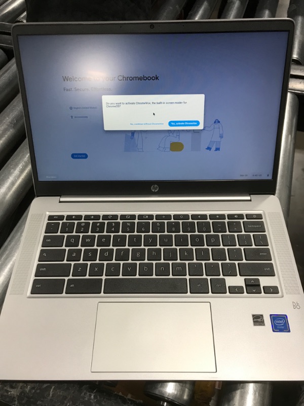 Photo 3 of HP Chromebook 14 Laptop, Intel Celeron N4120, 4 GB RAM, 64 GB eMMC, 14" HD Display, Chrome OS, Thin Design, 4K Graphics, Long Battery Life, Ash Gray Keyboard (14a-na0226nr, 2022, Mineral Silver)