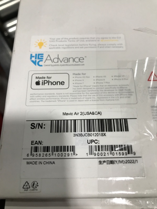 Photo 11 of missing power cord - DJI Mavic Air 2 - Drone Quadcopter UAV with 48MP Camera 4K Video 8K Hyperlapse 1/2" CMOS Sensor 3-Axis Gimbal 34min Flight Time ActiveTrack 3.0 Ocusync 2.0, Gray - UNABLE TO TEST 
