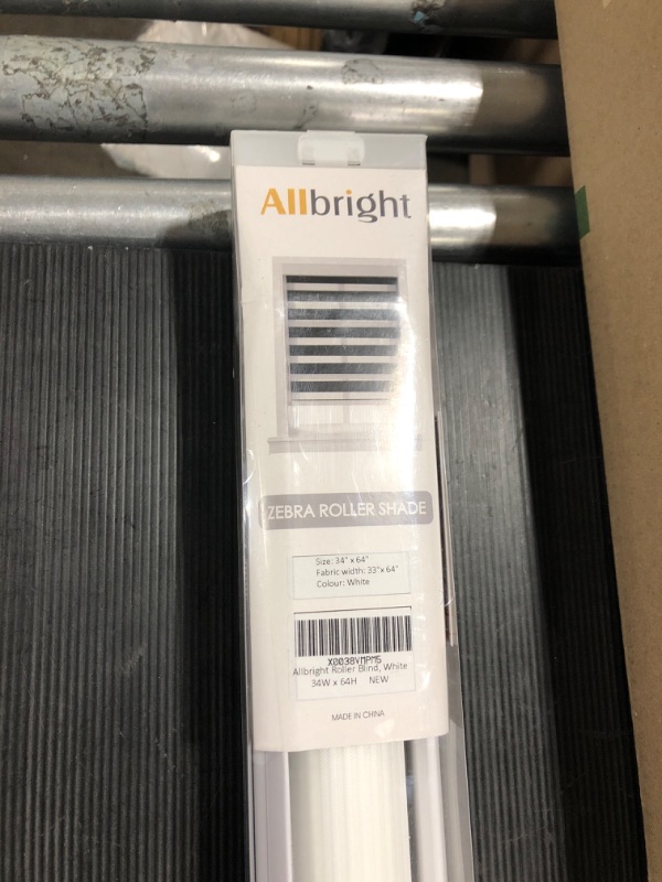 Photo 3 of Allbright Zebra Window Blinds 34" W × 64" H White for Home Office, Dual Layer Roller Shade Room Darkening Shade Roll Up and Pull Down Blinds, Light Filtering Window Shades, Easy to Install White | Light Filtering 34"W*64"H