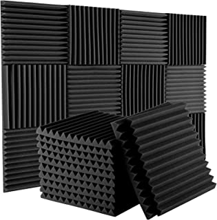 Photo 1 of Acoustic Panels 12 Pieces,1 X 12 X 12 Inches,Acoustic Treatment Foam with Sticker,Soundproof Studio Wedges