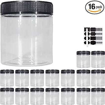 Photo 1 of 16oz Plastic Jars With Lids, Airtight Container for Food Storage, Clear Plastic Jars Ideal For Dry Food, Peanut Butter, Honey Jam,Cosmetics, Cream, Bathroom and Storage(set of16)
Brand: Janisfirst