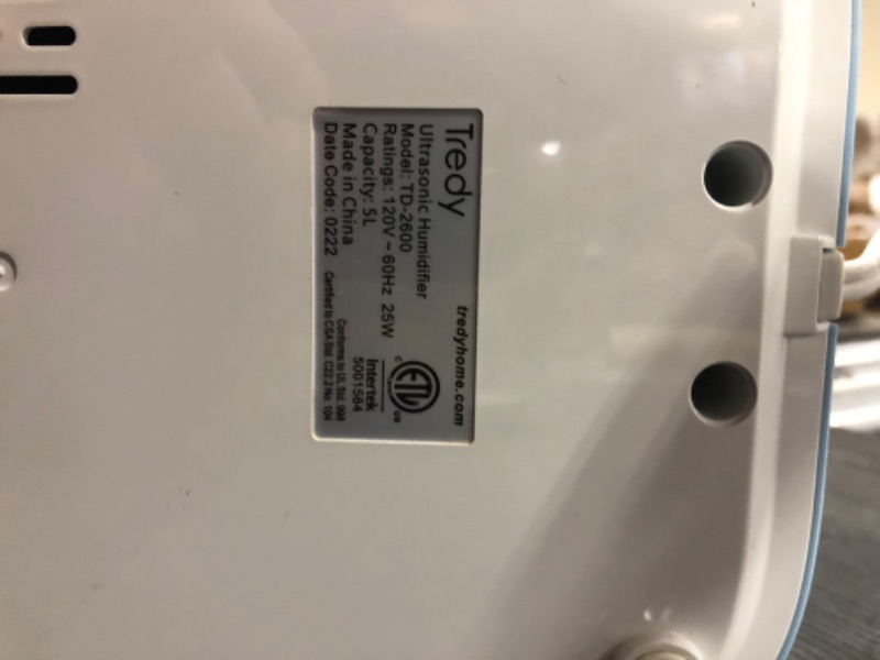 Photo 1 of Tredy Humidifiers for Bedroom Large Rooms,5L Top Fill Ultrasonic Cool Mist Humidifier for Plants, Baby Bedroom Basement,Quiet, Smart, Lasts Up to 48H, Auto Shut-off