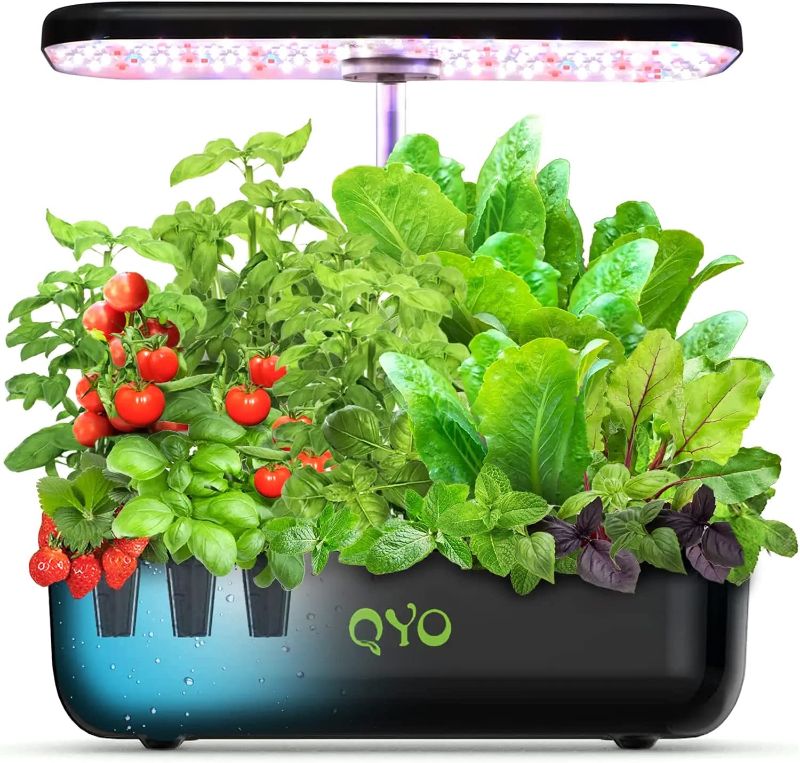 Photo 1 of QYO Hydroponics Growing System, 12 Pods Indoor Herb Garden with 36W Full-Spectrum Grow Light, Pump System, Automatic Timer, 23.8'' Height Adjustable, Plants Germination Kit for Home Kitchen Gardening