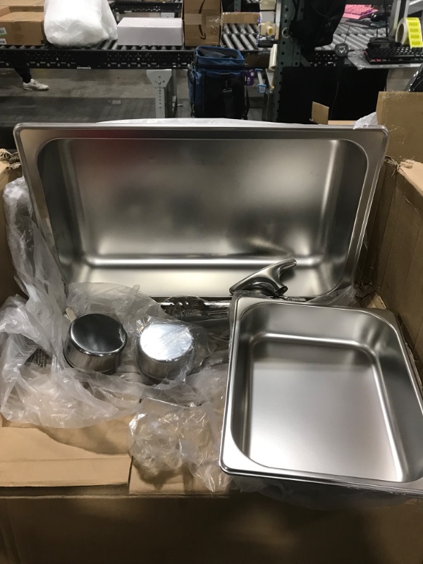 Photo 2 of Chafing Dish Buffet Set with Visible Roll Top, Food Warmers for Parties Rolling Buffet Servers and Catering Warmers For Buffet, Weddings, Parties, Banquets, Catering Events (2 Half Pan)