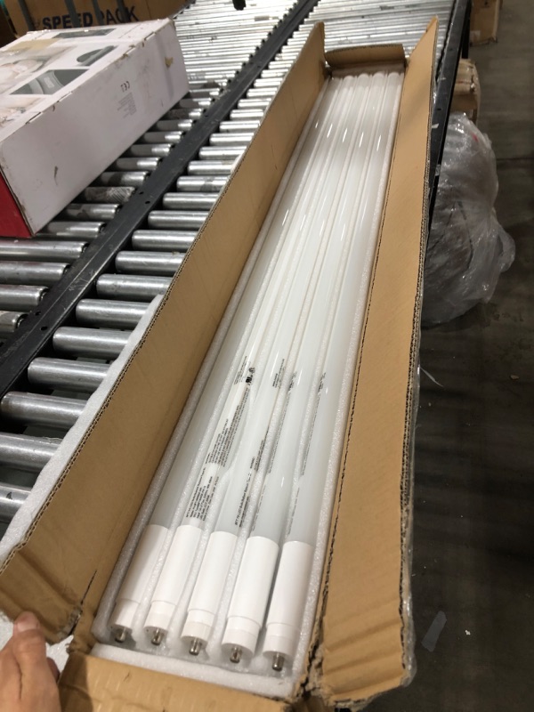 Photo 2 of 8 Foot LED Bulbs, 46W, 5500lm, 5000K, T8 T10 T12 LED Tube Lights, Dual-Ended Ballast Bypass 8FT LED Bulbs (Use Two 4FT), FA8 Single Pin, Frosted Lens, Fluorescent Replacement, UL, FCC, NSF, 20 Pack
