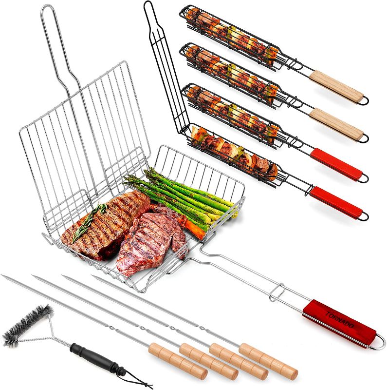 Photo 1 of 10 Piece Set for BBQ – Grilling Accessories – Grill Accessories for Outdoor Grill – Kabob Grilling Basket – Grill Basket for Meat, Vegetables, Fish, Shrimp – Grill Baskets for Outdoor Grill
