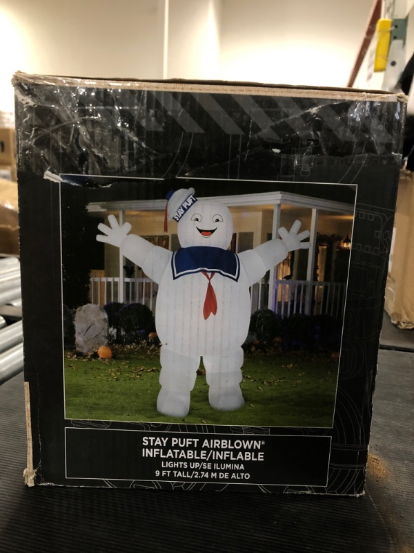 Photo 1 of 10 ft. Stay Puft with Pumpkin Tote Airblown Halloween Inflatable