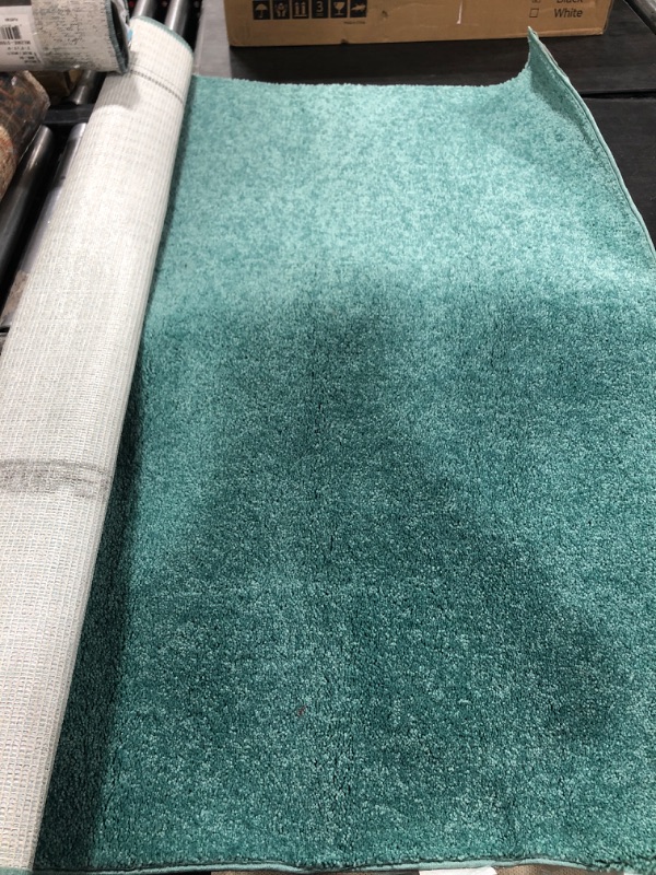 Photo 2 of Ambiant Pet Friendly Solid Color Area Rugs Teal - 4' Square 4 ft Square Teal
