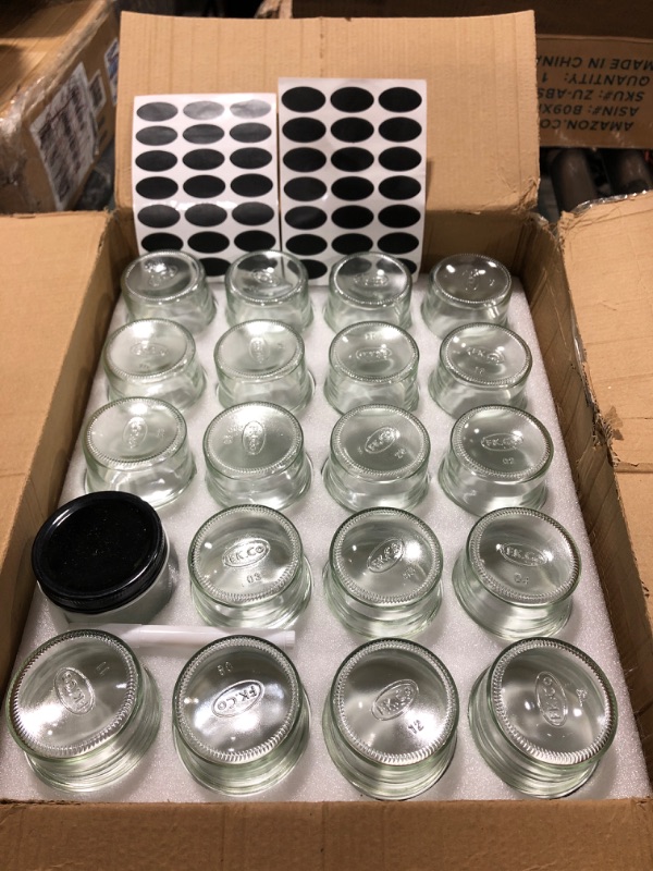 Photo 2 of 4oz Glass Jars With Lids,Small Mason Jars Wide Mouth,Mini Canning Jars With Black Lids For Honey,Jam,Jelly,Baby Foods,Wedding Favor,Shower Favors,Spice Jars For Kitchen & Home,Set of 40 ……