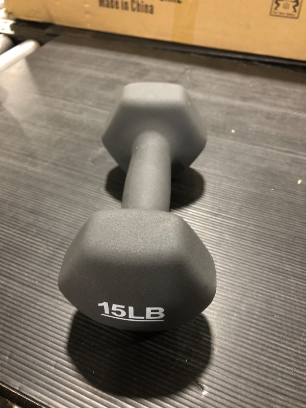 Photo 2 of Amazon Basics Neoprene Workout Dumbbell Grey 15-Pound, 1 PC