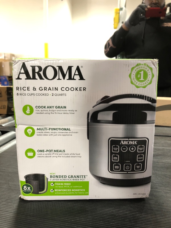 Photo 2 of Aroma Housewares ARC-914SBD Digital Cool-Touch Rice Grain Cooker and Food Steamer, Stainless, Silver, 4-Cup (Uncooked) / 8-Cup (Cooked) Basic