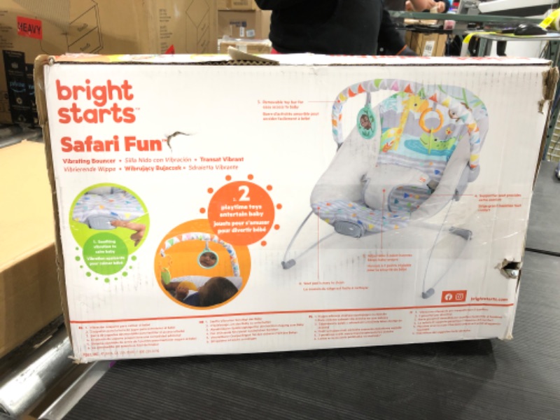 Photo 2 of Bright Starts Safari Fun 3-Point Harness Vibrating Baby Bouncer with Toy bar