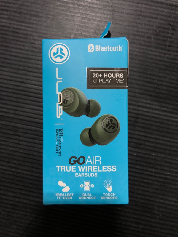 Photo 3 of JLab Go Air True Wireless Bluetooth Earbuds + Charging Case | Green | Dual Connect | IP44 Sweat Resistance | Bluetooth 5.0 Connection | 3 EQ Sound Settings Signature, Balanced, Bass Boost