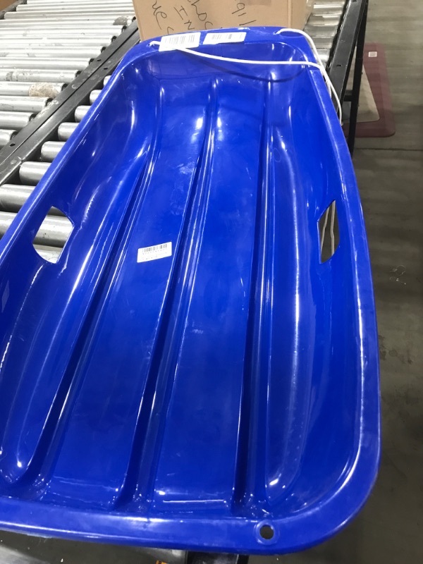 Photo 1 of AGPTEK 47/35/31/26.5/25 Inch Durable Downhill Sprinter Toboggan Snow Sled for Boys Girls Adults with Built-in Handles and Pulling Rope Blue-35"