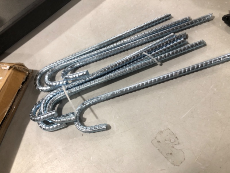 Photo 2 of  8 Pack Heavy Duty 12 Inch Metal Rebar J Hook Galvanized Steel Anchors for Tent, Swing Set, Trampoline, Canopy, Garden, Inflatables