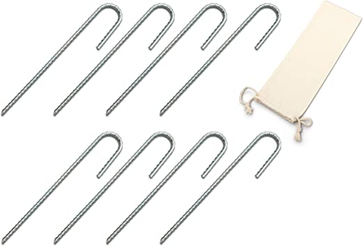 Photo 1 of  8 Pack Heavy Duty 12 Inch Metal Rebar J Hook Galvanized Steel Anchors for Tent, Swing Set, Trampoline, Canopy, Garden, Inflatables