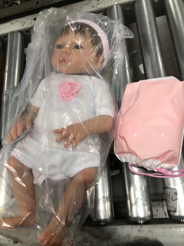 Photo 2 of EURORA Reborn Baby Dolls Girl, 18 Inch Silicone Reborn Baby, Reborn Baby Dolls Girl Vinyl Silicone Body, Sweet Girl Reborn Baby Dolls with Clothes and Bottles Gift for Kids Age 3+ Sophia