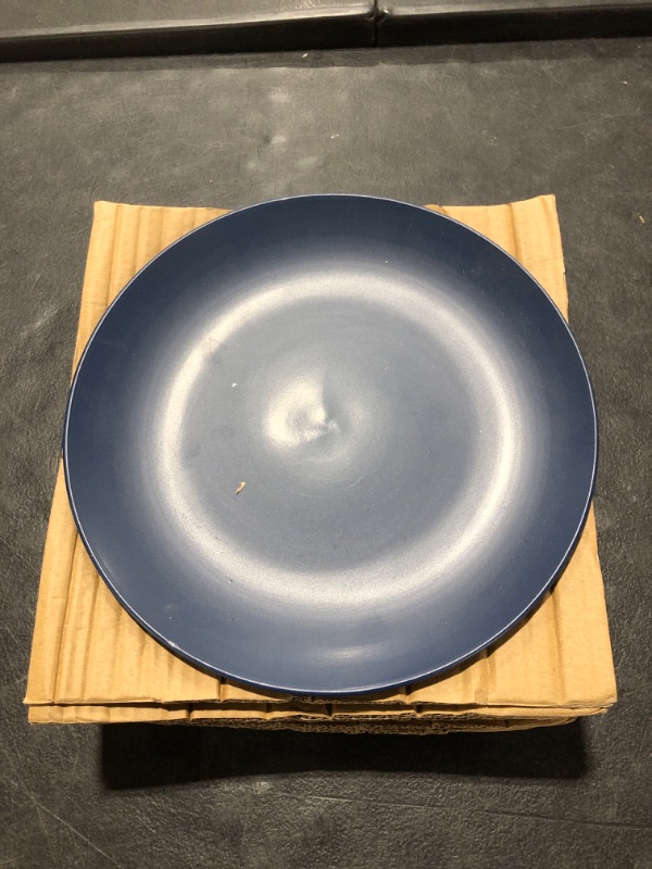 Photo 2 of 10 Strawberry Street Wazee Matte 10.5" Coupe Dinner Plate, Set of 6, Midnight Blue