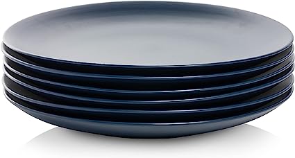 Photo 1 of 10 Strawberry Street Wazee Matte 10.5" Coupe Dinner Plate, Set of 6, Midnight Blue