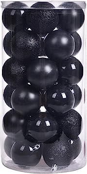 Photo 1 of 30pcs Christmas Ball Ornaments, 2.36" Shatterproof Tree Decorations, Perfect Hanging Ball for Indoor/Outdoor Holiday Party Decor (Black)