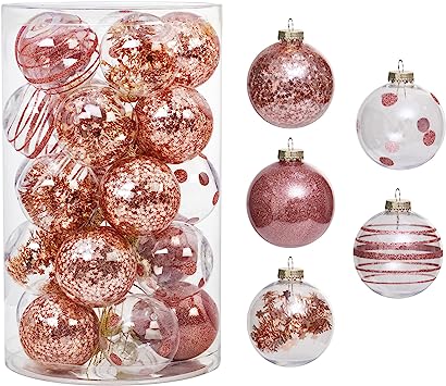 Photo 1 of 25PCS-2.63(67MM) Christmas PET Ball Ornaments Set,Clear Plastic Shatterproof Xmas Tree Ball,Hanging Christmas Home Decorations for Holiday Wedding Xmas Party Decoration (Rose Gold)