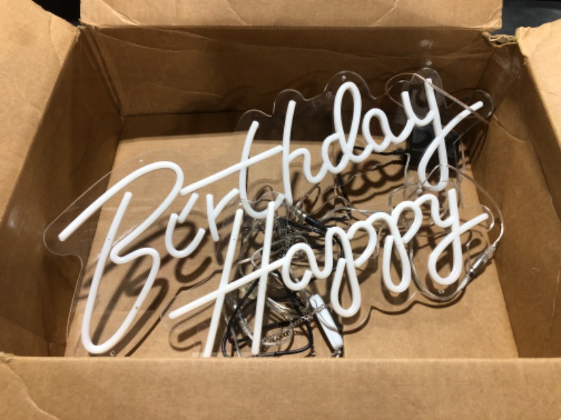 Photo 2 of 37x8 inch Happy Birthday Neon Sign Art Wall Lights for Beer Bar Club Bedroom Hotel Pub Cafe Wedding Birthday Party Gifts_White