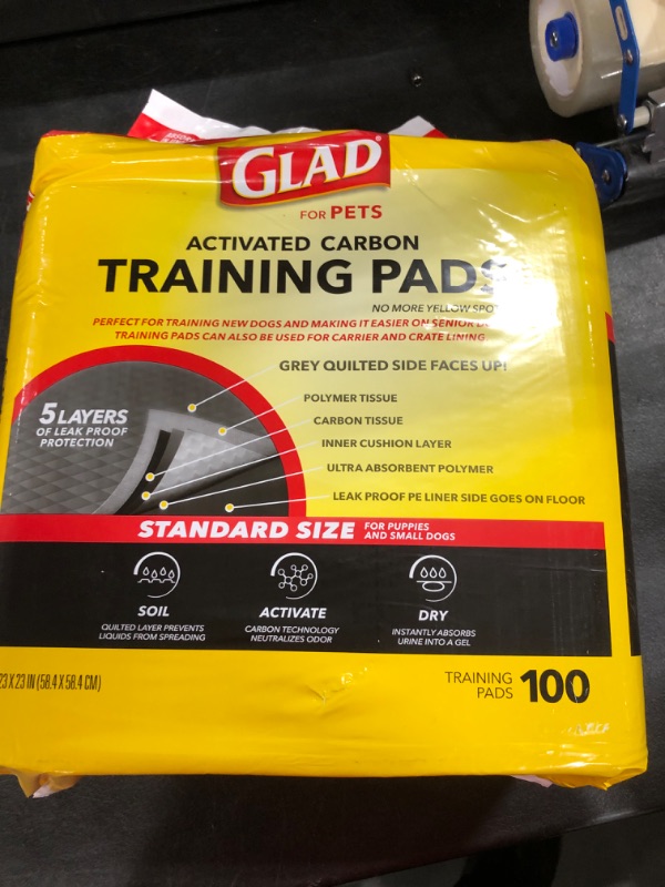 Photo 2 of Glad for Pets Black Charcoal Puppy Pads 23" x 23" | Puppy Potty Training Pads That ABSORB & NEUTRALIZE Urine Instantly | New & Improved Quality Puppy Pee Pads, 100 count Regular - 23" x 23" 100 Count