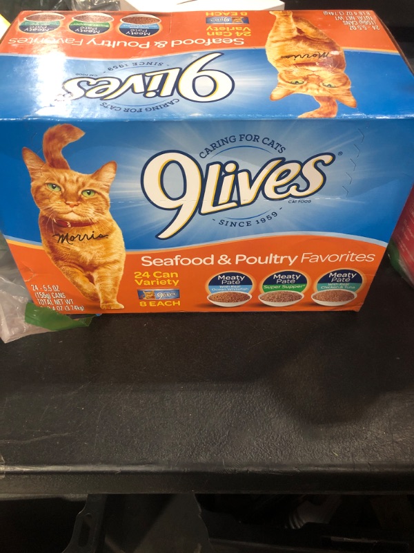 Photo 2 of 9Lives Variety Pack Favorites Wet Cat Food, 5.5 Ounce Cans Seafood & Poultry Favorites 5.5 Ounce (Pack of 24)