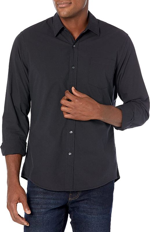 Photo 1 of AMAZONS ESSENTIALS MENS LONG SLEEVE BUTTON UP COLLAR SHIRT BLACK SIZE 2X