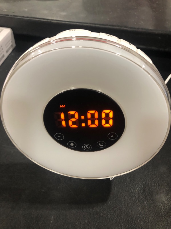 Photo 2 of Clock Desk Alarm for Heavy Sleepers Bedroom Sound Desk Digital Display Snooze Kids FM Radio Nature Sounds Sunrise Touch Control Night Light